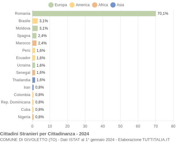 Grafico cittadinanza stranieri - Givoletto 2024