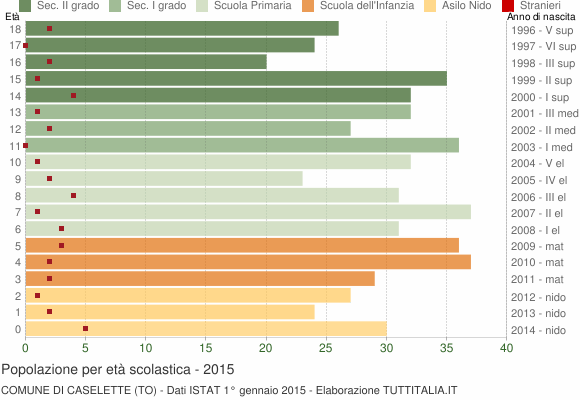 Grafico Popolazione in età scolastica - Caselette 2015