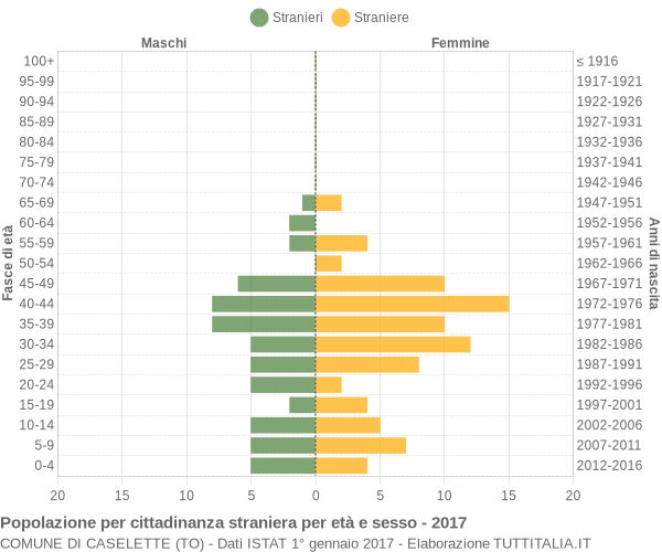 Grafico cittadini stranieri - Caselette 2017