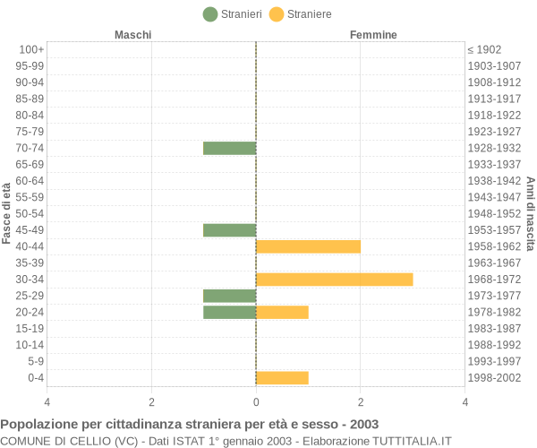 Grafico cittadini stranieri - Cellio 2003