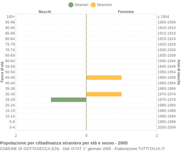 Grafico cittadini stranieri - Gottasecca 2005