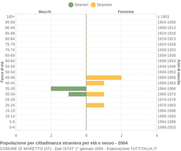 Grafico cittadini stranieri - Maretto 2004
