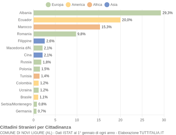 Grafico cittadinanza stranieri - Novi Ligure 2006