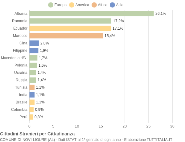 Grafico cittadinanza stranieri - Novi Ligure 2008