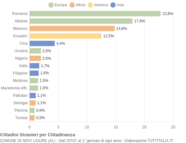 Grafico cittadinanza stranieri - Novi Ligure 2018