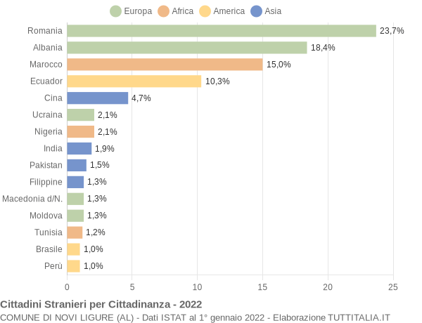 Grafico cittadinanza stranieri - Novi Ligure 2022