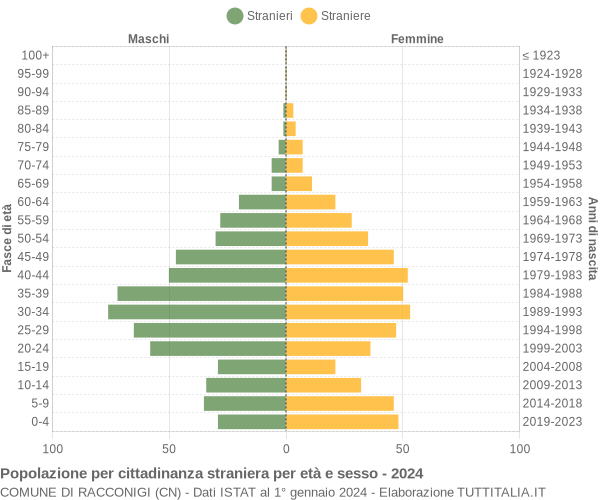 Grafico cittadini stranieri - Racconigi 2024