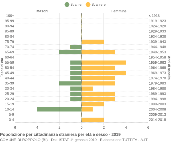 Grafico cittadini stranieri - Roppolo 2019