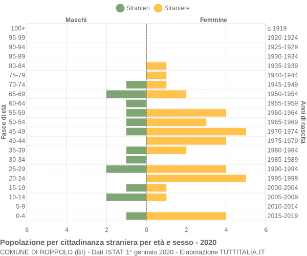 Grafico cittadini stranieri - Roppolo 2020