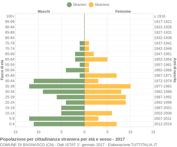 Grafico cittadini stranieri - Bagnasco 2017