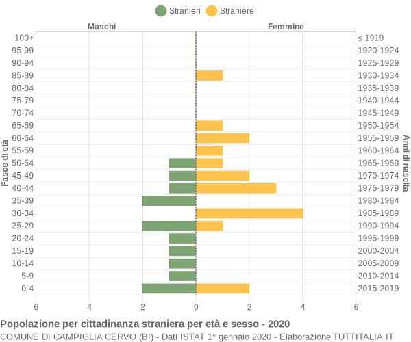 Grafico cittadini stranieri - Campiglia Cervo 2020