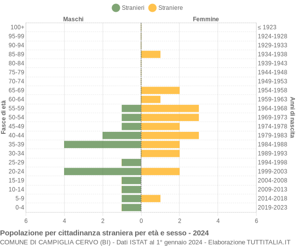 Grafico cittadini stranieri - Campiglia Cervo 2024