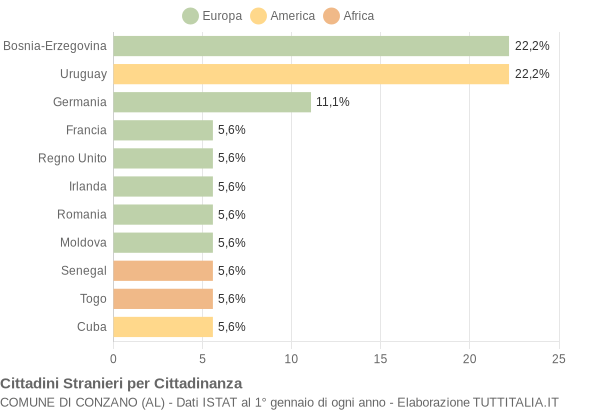 Grafico cittadinanza stranieri - Conzano 2006