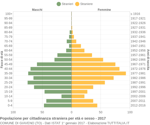 Grafico cittadini stranieri - Giaveno 2017