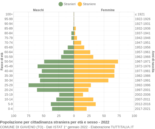 Grafico cittadini stranieri - Giaveno 2022