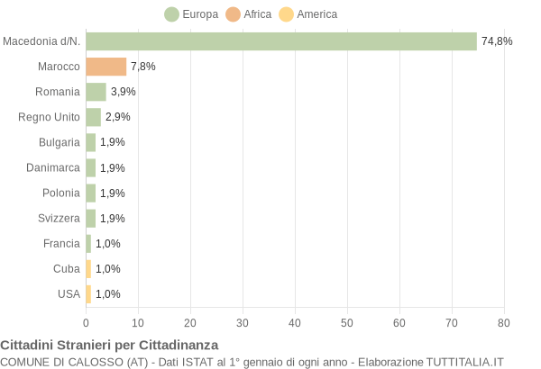 Grafico cittadinanza stranieri - Calosso 2005