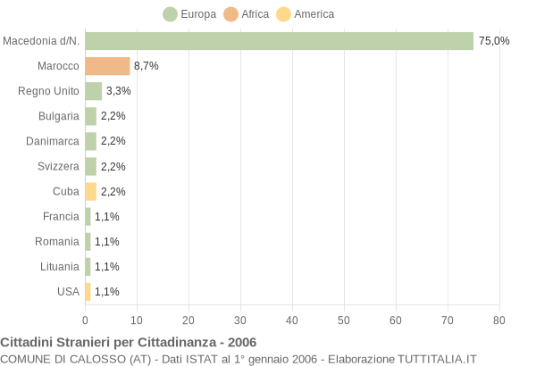 Grafico cittadinanza stranieri - Calosso 2006