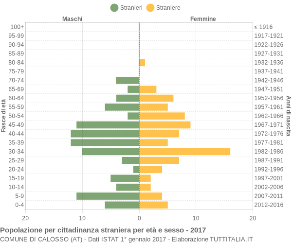 Grafico cittadini stranieri - Calosso 2017