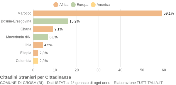 Grafico cittadinanza stranieri - Crosa 2008