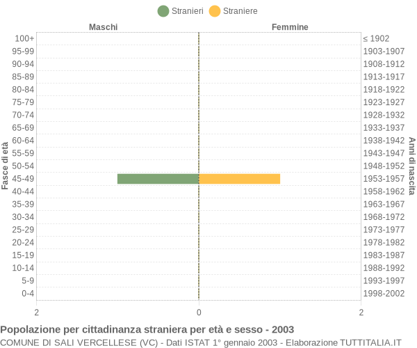 Grafico cittadini stranieri - Sali Vercellese 2003