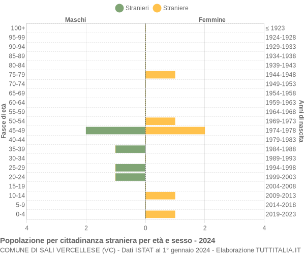 Grafico cittadini stranieri - Sali Vercellese 2024