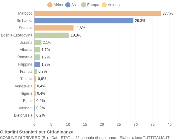 Grafico cittadinanza stranieri - Trivero 2004