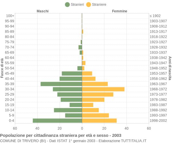 Grafico cittadini stranieri - Trivero 2003