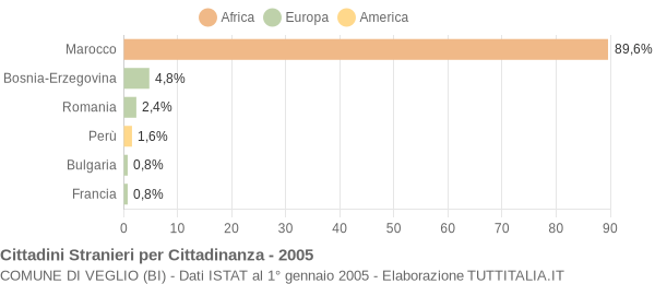 Grafico cittadinanza stranieri - Veglio 2005