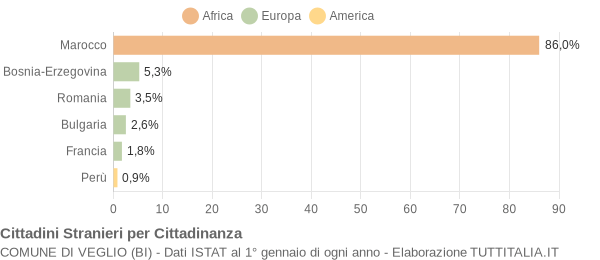 Grafico cittadinanza stranieri - Veglio 2008