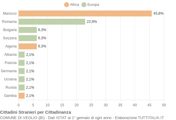 Grafico cittadinanza stranieri - Veglio 2019