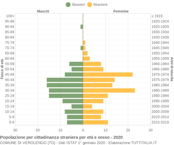 Grafico cittadini stranieri - Verolengo 2020