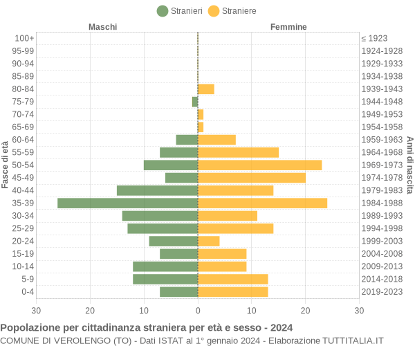 Grafico cittadini stranieri - Verolengo 2024