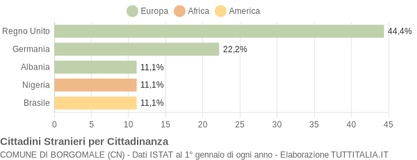 Grafico cittadinanza stranieri - Borgomale 2007