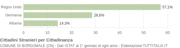 Grafico cittadinanza stranieri - Borgomale 2009