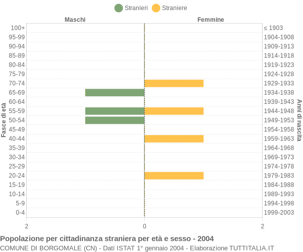 Grafico cittadini stranieri - Borgomale 2004