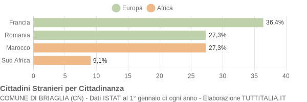 Grafico cittadinanza stranieri - Briaglia 2009