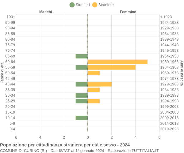 Grafico cittadini stranieri - Curino 2024