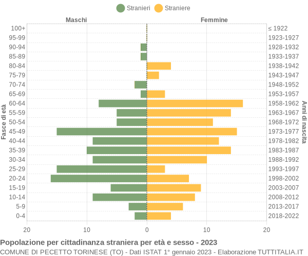 Grafico cittadini stranieri - Pecetto Torinese 2023