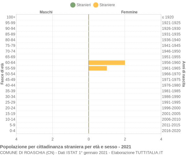 Grafico cittadini stranieri - Roaschia 2021