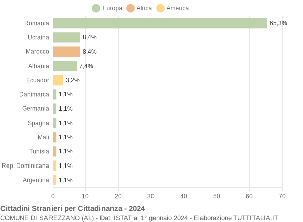 Grafico cittadinanza stranieri - Sarezzano 2024