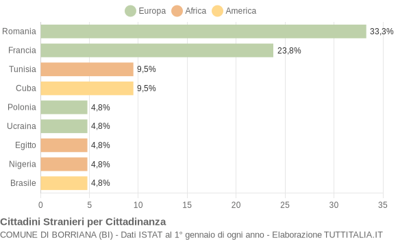 Grafico cittadinanza stranieri - Borriana 2006