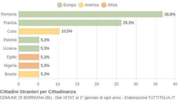 Grafico cittadinanza stranieri - Borriana 2007