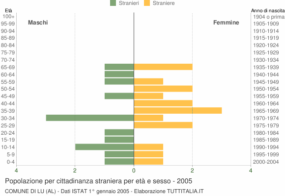 Grafico cittadini stranieri - Lu 2005