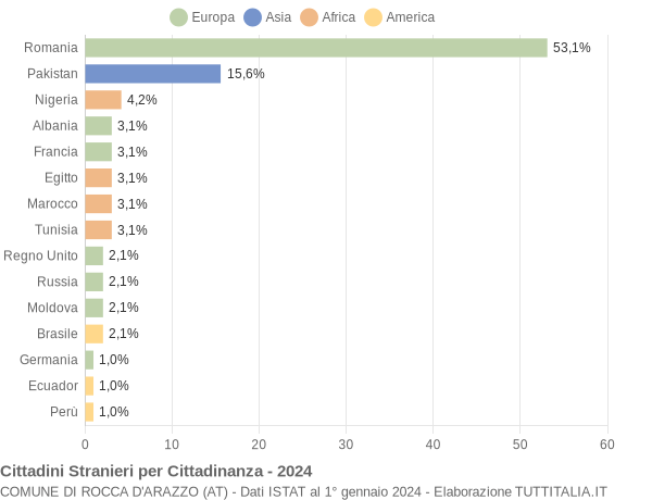 Grafico cittadinanza stranieri - Rocca d'Arazzo 2024