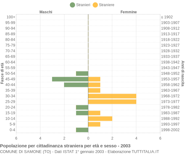 Grafico cittadini stranieri - Samone 2003