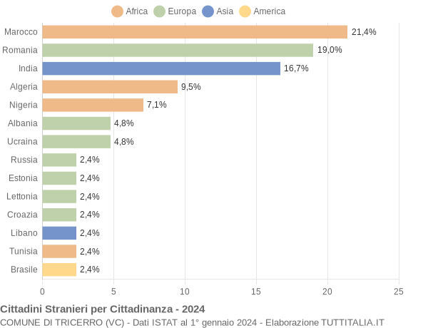 Grafico cittadinanza stranieri - Tricerro 2024