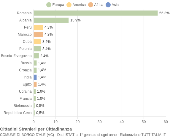 Grafico cittadinanza stranieri - Borgo d'Ale 2013