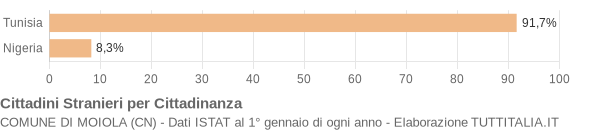 Grafico cittadinanza stranieri - Moiola 2007