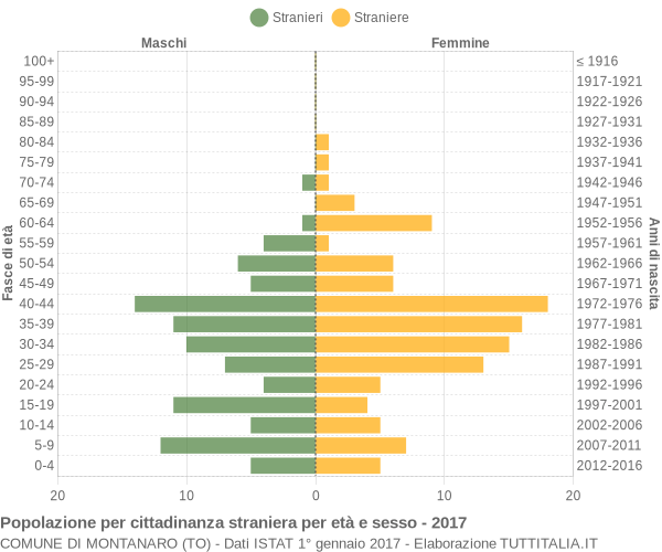 Grafico cittadini stranieri - Montanaro 2017