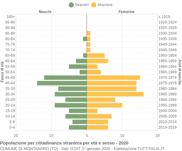 Grafico cittadini stranieri - Montanaro 2020